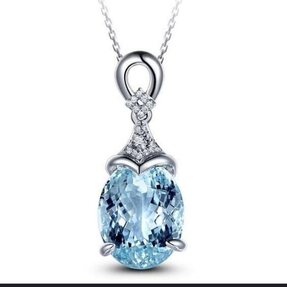 Sterling Silver Aquamarine Charm Necklace - Picture 2 of 5